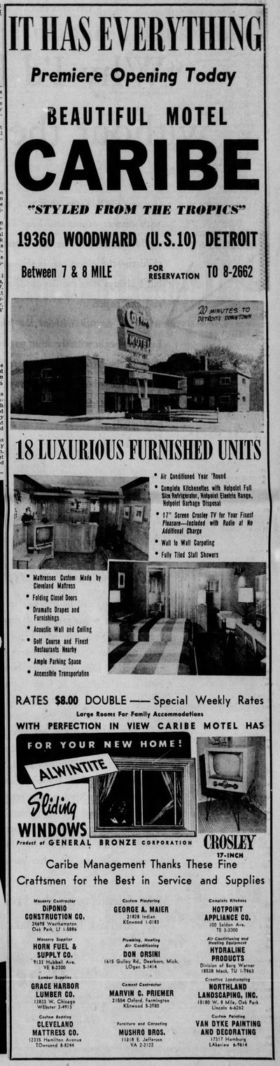 Caribe Motel - May 16 1954 Opening Ad (newer photo)